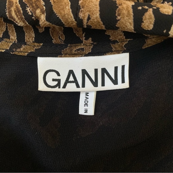 GANNI Tiger Animal Print Maxi Wrap Dress Size 40 US 8 - Picture 9 of 14